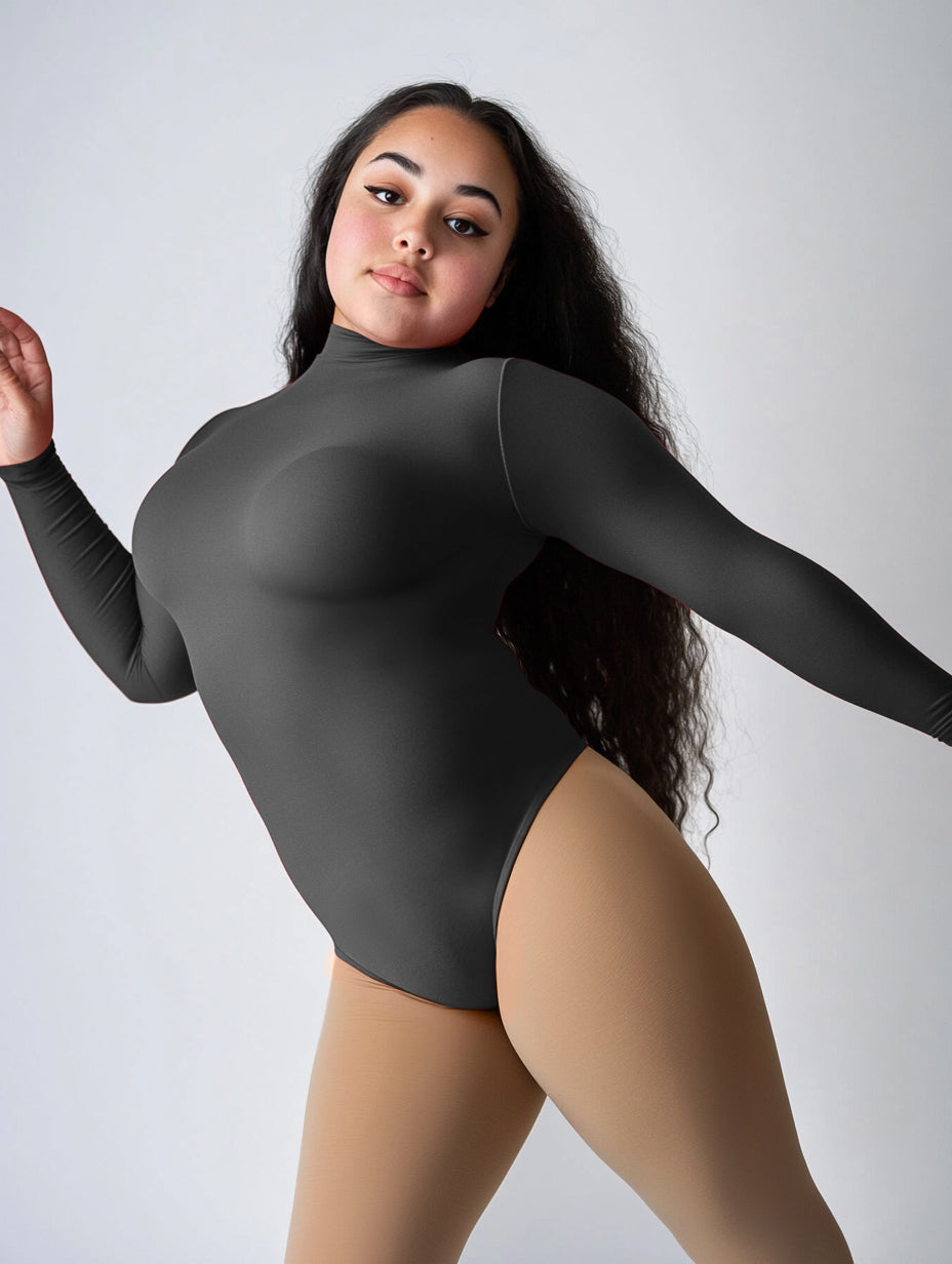 Long Sleeve Mock Neck Leotard-15