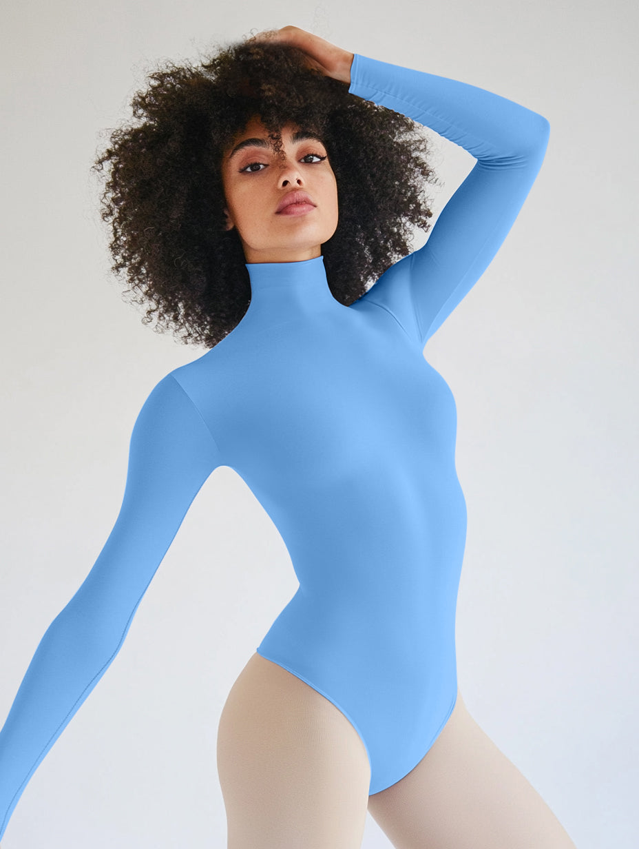 Long Sleeve Mock Neck Leotard-23