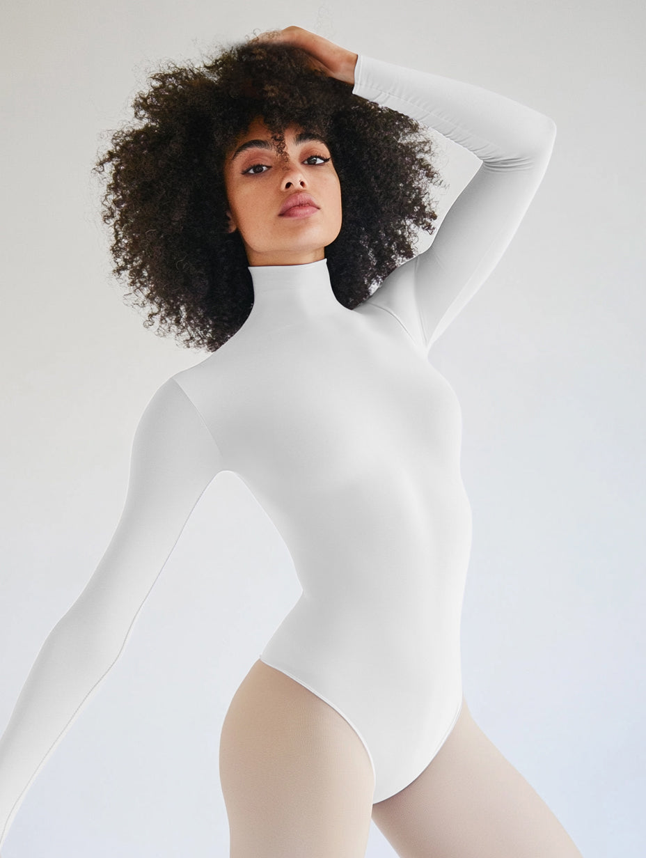 Long Sleeve Mock Neck Leotard-32